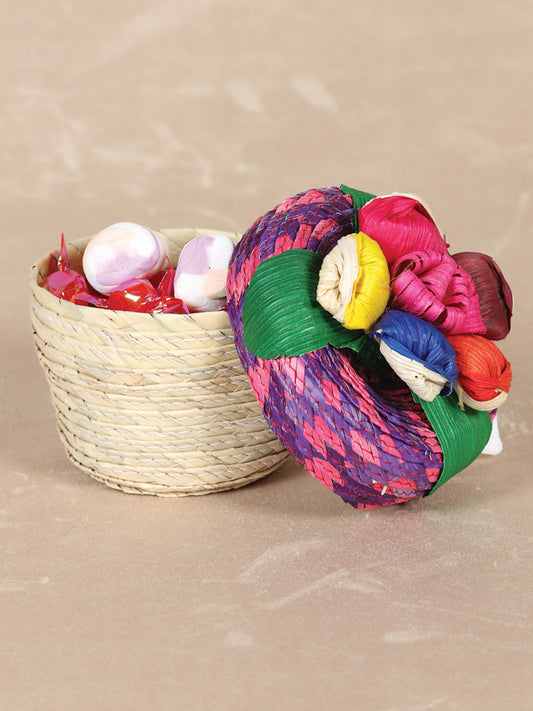 Artisanal Candy Holder/ Jewerly Holder 100% Palm Leaf Multicolor  602140